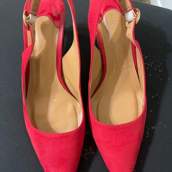 Chic Red Suede Heels with Ankle Strap - Picture 2 of 8